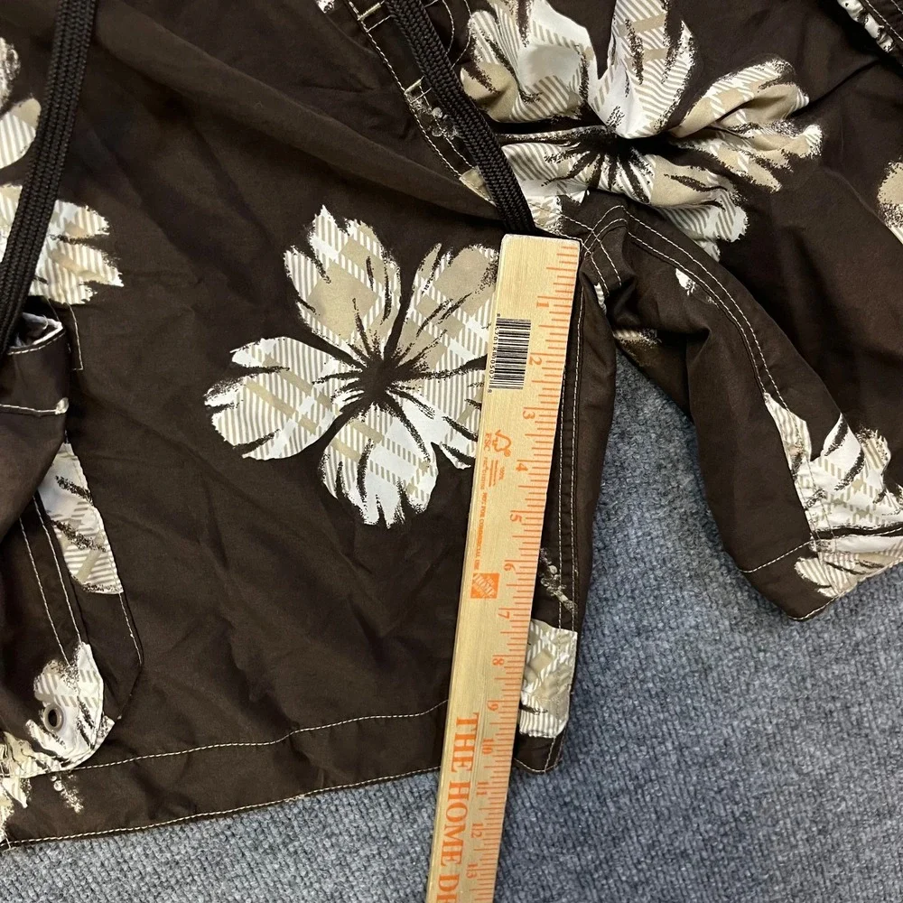 Arizona Jean Cargo Board Shorts Men's Brown Hibiscus Floral Swim Trunks - Large